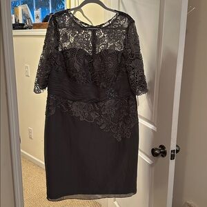 Elegant Lace Overlay Dress in Black